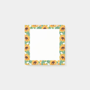 Bloco De Notas Bonito Girassóis Padrão Amarelo e Verde