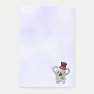 Bloco De Notas Bonito Koala em um chapéu preto