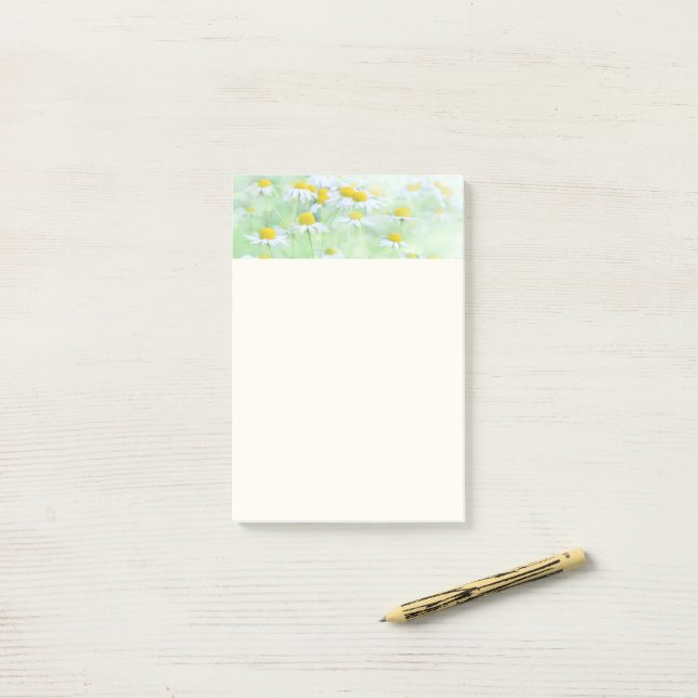 Bloco De Notas Bonito margaridas em uma fotografia de campo (Na mesa)