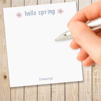 Bloco De Notas Bonito Monograma Floral Personalizado Olá Primaver