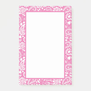 Bloco De Notas Bonito padrão de Paisley rosa e branco