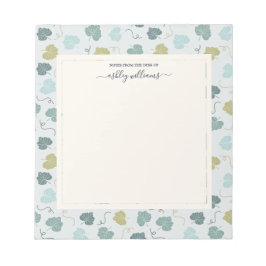 Bloco De Notas Bonito padrão verde sai da mesa de