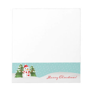 Bloco De Notas Bonito Snowman E Texto Feliz De Natal Vermelho