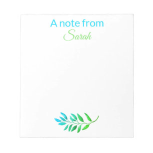 Bloco De Notas Bonito tons de verde azul personalizados