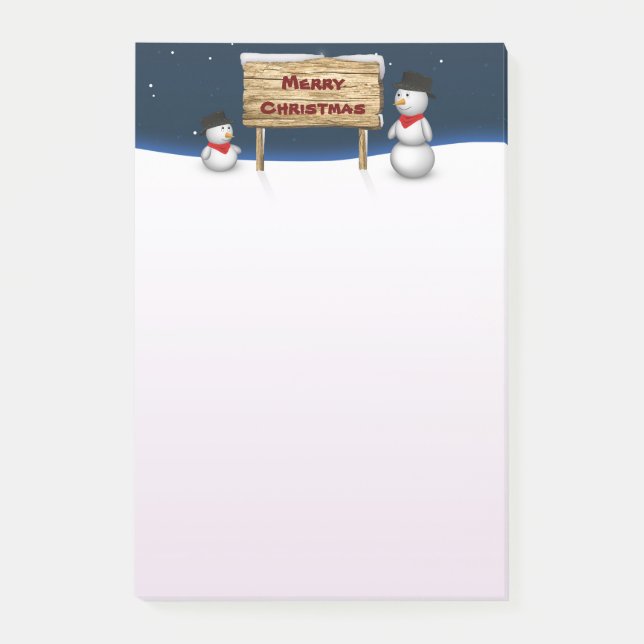 Bloco De Notas Bonitos Snowmen desejando Feliz Natal (Frente)