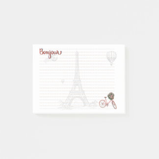 Bloco De Notas Bonjour "Coisas que eu amo sobre Paris" Nota de Po