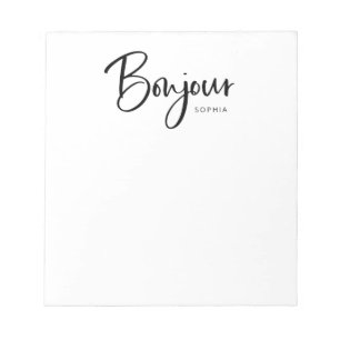 Bloco De Notas Bonjour Escrita francesa Elegante e moderna
