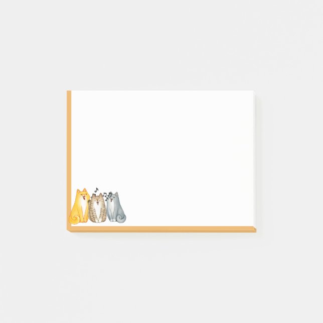 Bloco De Notas Bons Cartoons Gatos Música Cantando Arte Animal (Frente)