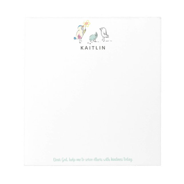 Bloco De Notas Bons Pássaros Queridos Deus Me Ajude A Servir (Frente)