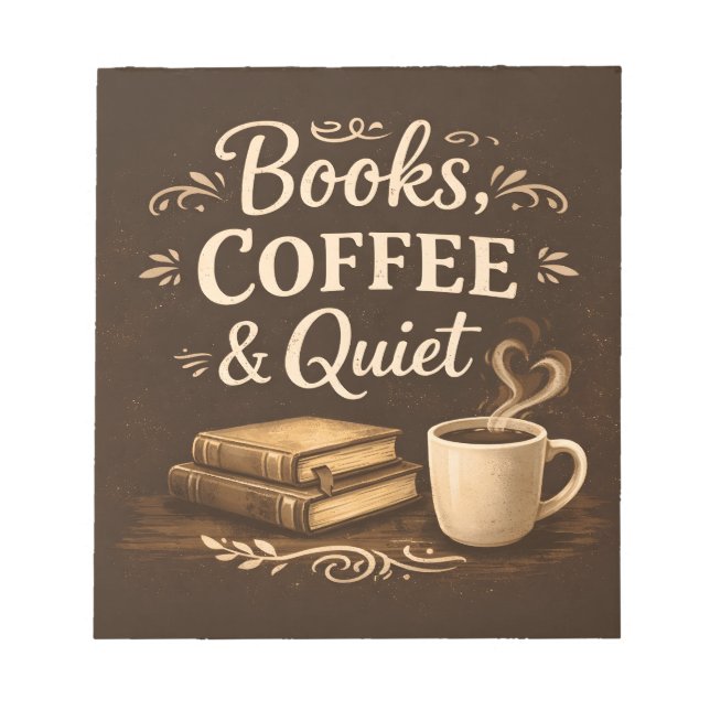 Bloco De Notas Books, Coffee & Quiet – Dark Academia Book Lover (Frente)