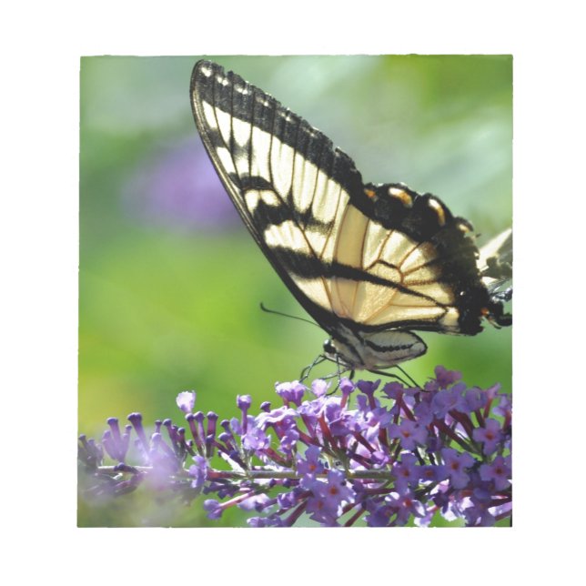 Bloco De Notas Borboleta amarela e preta na Lavanda (Frente)