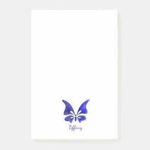 Bloco De Notas Borboleta aquarela azul profundo saturado