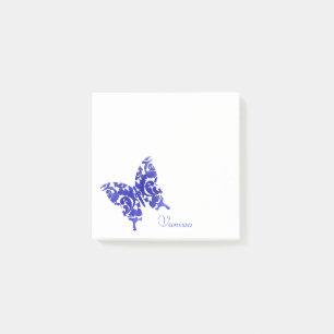 Bloco De Notas borboleta azul aquarela elegante chique personaliz