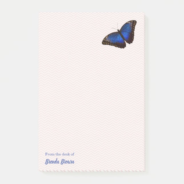 Bloco De Notas Borboleta Azul Bela e Personalizada (Frente)