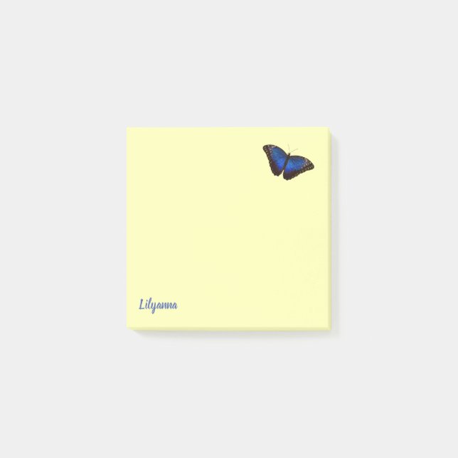 Bloco De Notas Borboleta Azul Personalizada Morpho em Amarelo Pál (Frente)