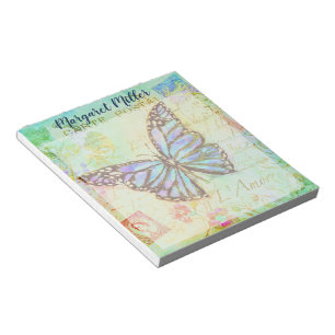 Bloco De Notas Borboleta azul vintage