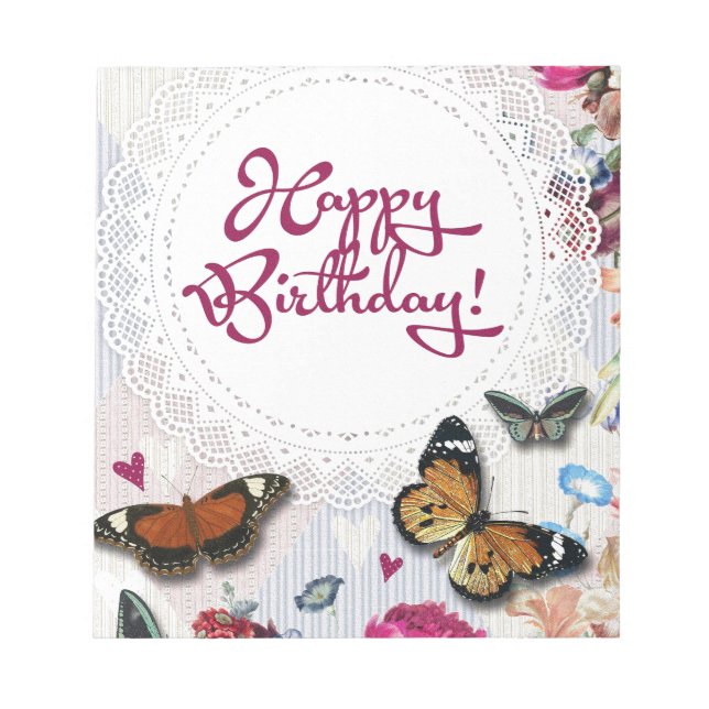 Bloco De Notas Borboleta Birthday (Frente)