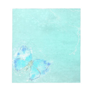 Bloco De Notas Borboleta de Aquarela Azul Pastel