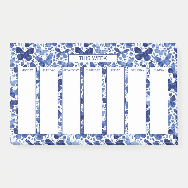 Bloco De Notas Borboleta de Aquarela de Programação Semanal (Frente)