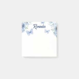 Bloco De Notas Borboleta de Aquarela Floral Azul Lembrete