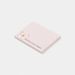 Bloco De Notas Borboleta de Corações Rosa