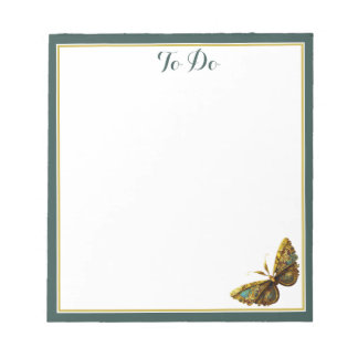 Bloco De Notas Borboleta Dourada e lacrimogênea de ornamentado co