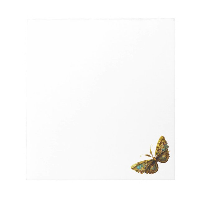 Bloco De Notas Borboleta Dourada e lacrimogênea ornamentado (Frente)