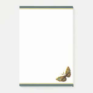 Bloco De Notas Borboleta Dourada e Teal de ornamentado 4"x6"