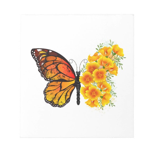 Bloco De Notas Borboleta Flor com Papagaio Amarelo da Califórnia (Frente)