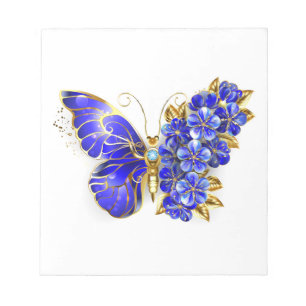 Bloco De Notas Borboleta Flor Sapphire