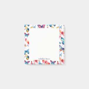 Bloco De Notas Borboleta Fofa Colorida Aquarela Personalizada