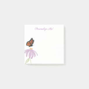 Bloco De Notas Borboleta Monarca com Flor de Cone Roxo