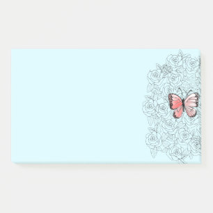 Bloco De Notas Borboleta Rosa E Arte    Rosa-