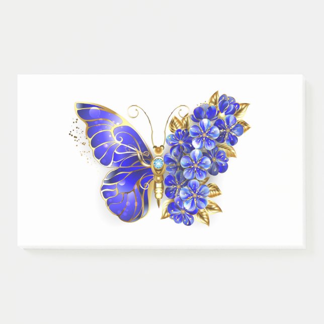 Bloco De Notas Borboleta Safira Flor (Frente)