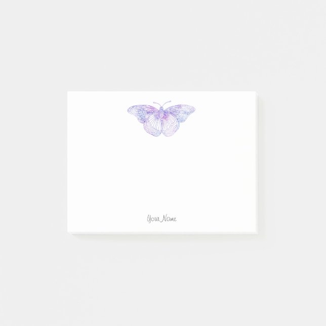 Bloco De Notas Borboleta Violet Watercolor (Frente)