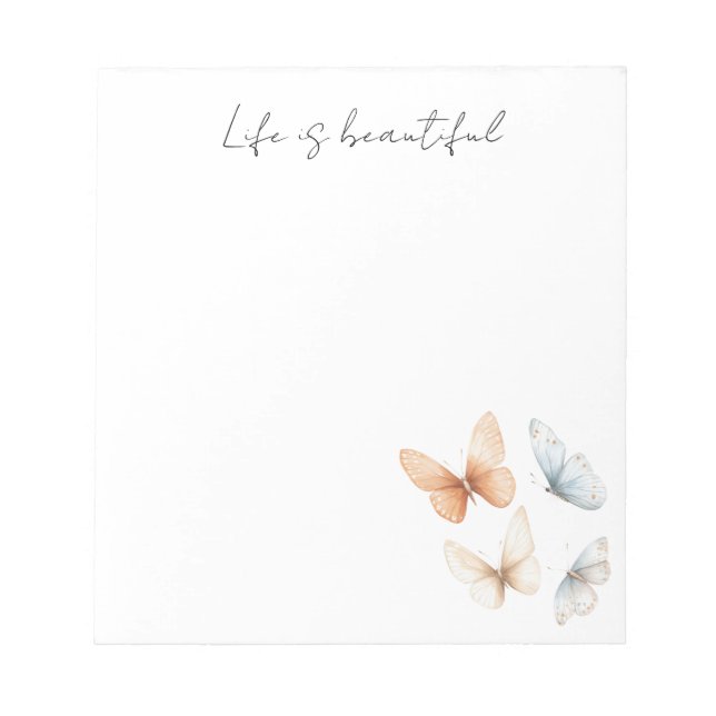 Bloco De Notas Borboletas Azuis Peach Chic (Frente)