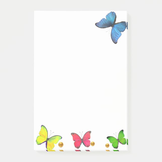Bloco De Notas Borboletas Coloridas Fofas em Branco (Frente)