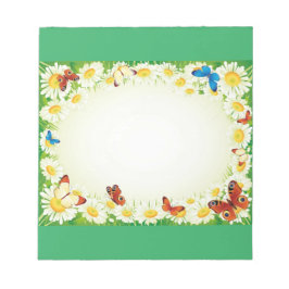 Bloco De Notas Borboletas com margaridas