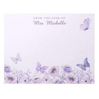 Bloco De Notas Borboletas de Aquarela Flores Selvagens Jardim Lil