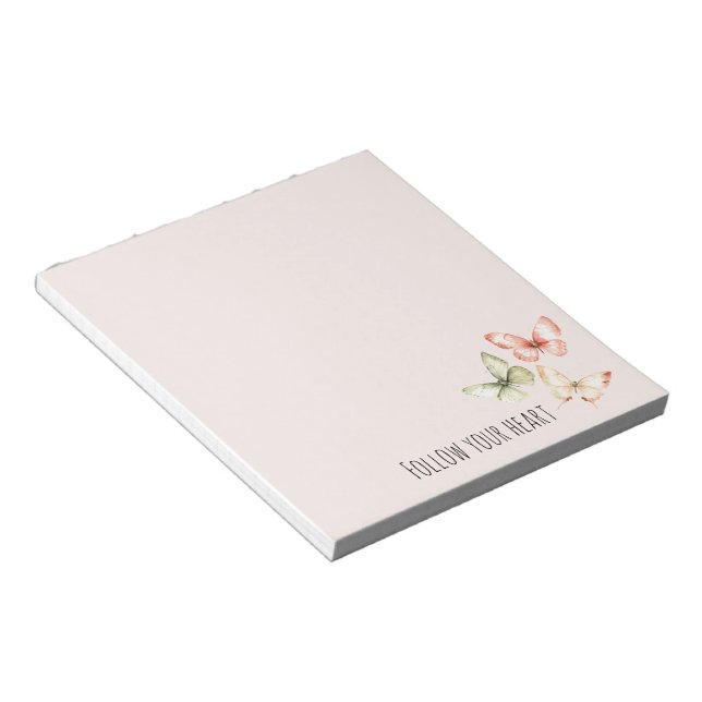 Bloco De Notas Borboletas Rosa Creme Menta (Inclinado)