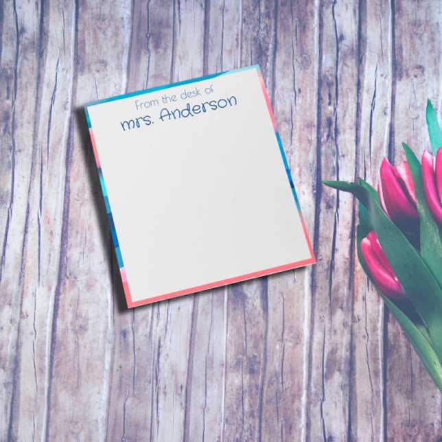 Bloco De Notas borda azul-coral com gradiente abstrato (Criador carregado)