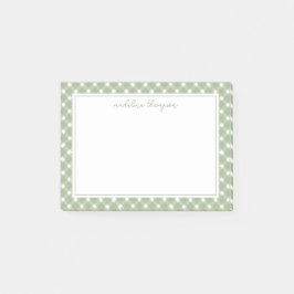 Bloco De Notas Borda Básica Xadrez Verde Sage