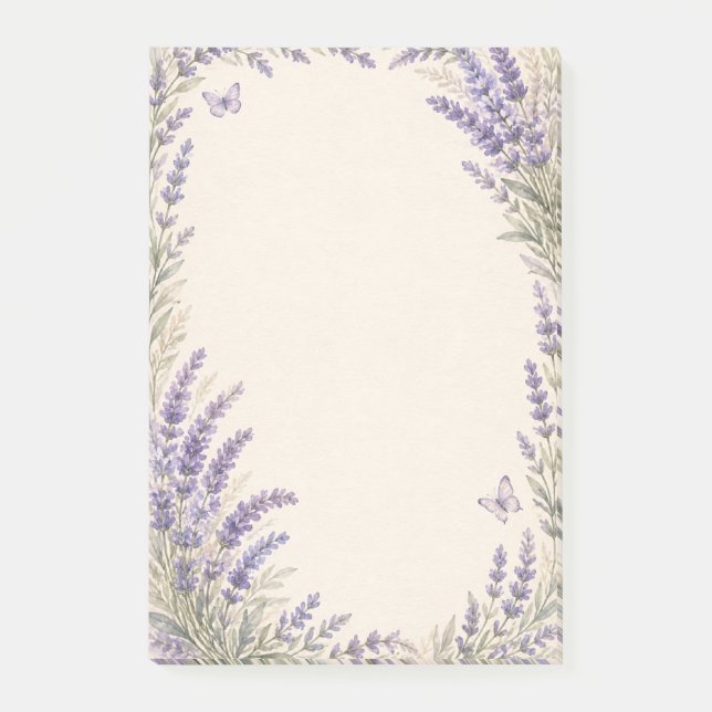 Bloco De Notas Borda Botânica de Lavanda (Frente)