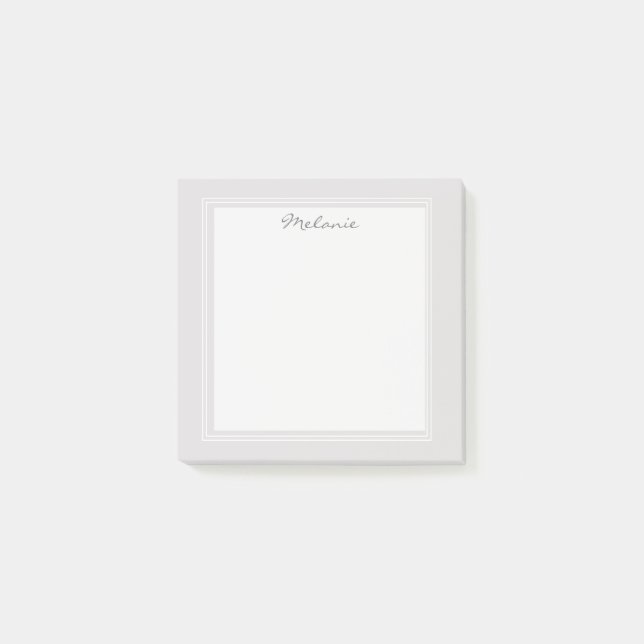 Bloco De Notas Borda Branca Prata Cinza Claro Moderna Script (Frente)