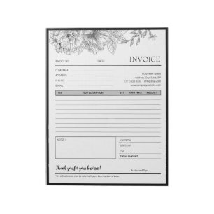 Bloco De Notas Borda branca preta Flower-Border Fatura Pequena Em