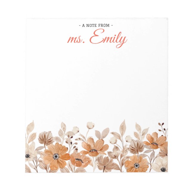 Bloco De Notas Borda de Aquarela Azul Boho Personalizada (Frente)