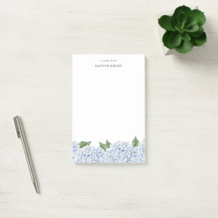 Bloco De Notas Borda de Aquarela Azul Hydrangea Limite de Cores A