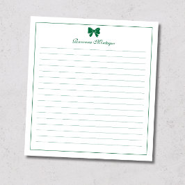 Bloco De Notas Borda de Laço Verde Garrafa Nome Personalizado Lin