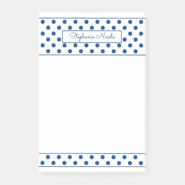 Bloco De Notas Borda fina personalizada azul simples Bolinhas (Frente)