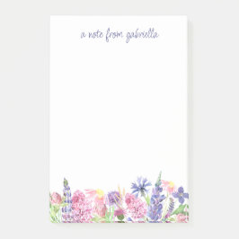 Bloco De Notas Borda Floral de bonito Cores de Água Personalizada